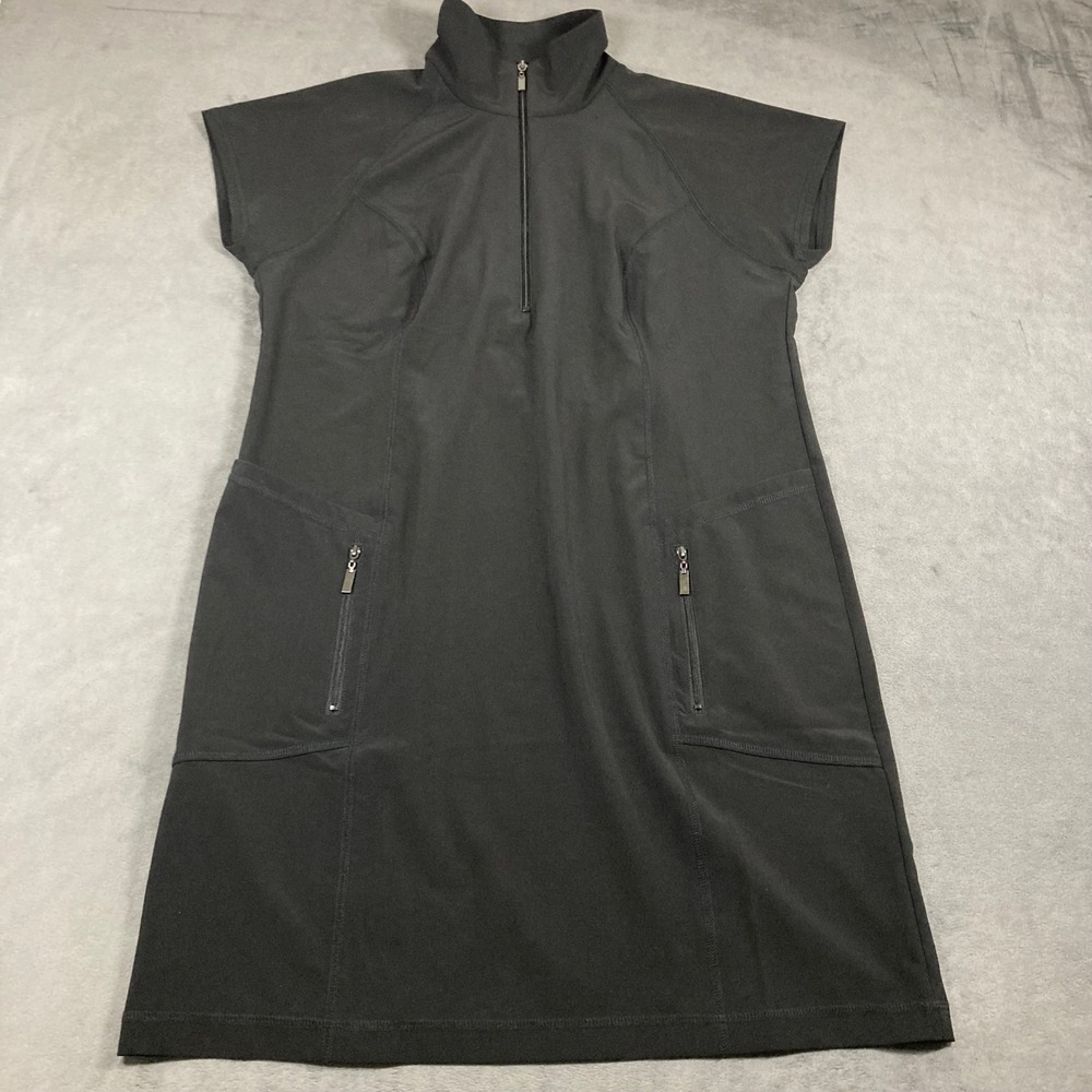 Chicos Zenergy Black Quarter Zip Athleisure Dress Pockets Size 2 US 12 Large
